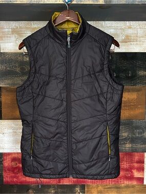 Women's ibex wool air woolair puffer vest medium active quilted brown